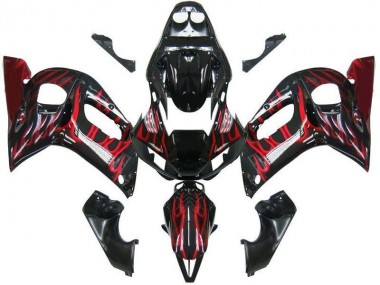 Buy 1998-2002 Black Red Flame Yamaha YZF R6 Replacement Fairings