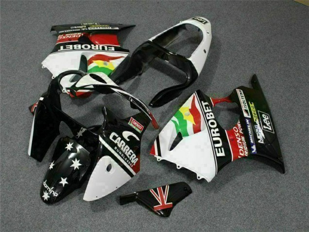 Buy 2000-2002 Black White Eurobet Kawasaki ZX6R Bike Fairing