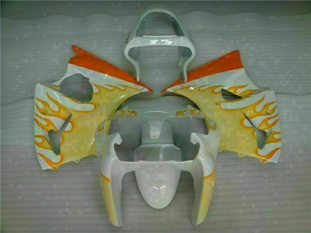 Buy 2000-2002 White Yellow Flame Kawasaki ZX6R Bike Fairings Buy 2000-2002 White Yellow Flame Kawasaki ZX6R Bike Fairings