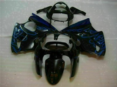Buy 2000-2002 Black with Blue Flame Kawasaki ZX6R Motorbike Fairings