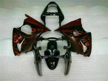 Buy 2000-2002 Black Red Flame Kawasaki ZX6R Motorcycle Fairing Kits