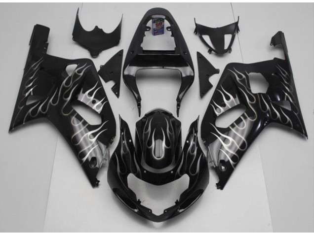 Buy 2001-2003 Black White Flame Suzuki GSXR 600/750 Motorcycle Fairing Kits