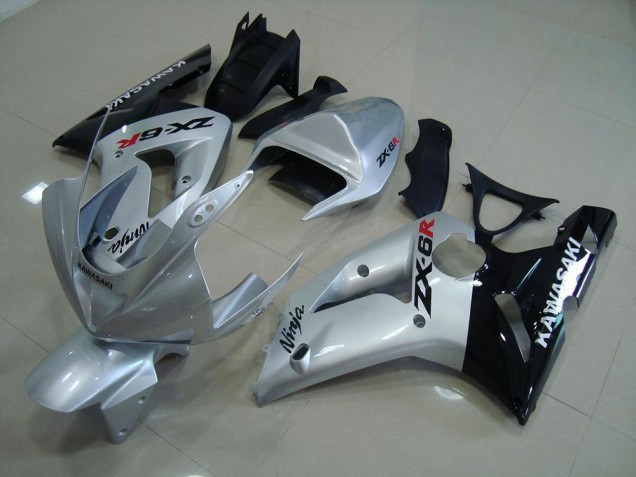 Buy 2003-2004 Silver Black Kawasaki ZX6R Motorcycle Fairing Kit Buy 2003-2004 Silver Black Kawasaki ZX6R Motorcycle Fairing Kit