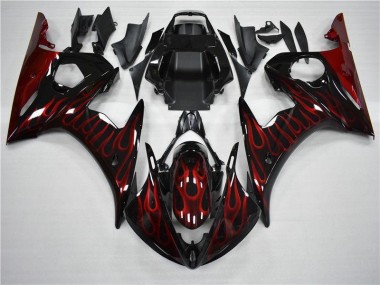 Buy 2003-2005 Black Red Flame Yamaha YZF R6 Motorcycle Fairing