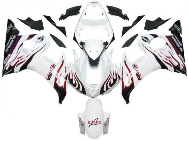 Buy 2003-2005 White Black Red Flame Yamaha YZF R6 Motorcycle Fairings