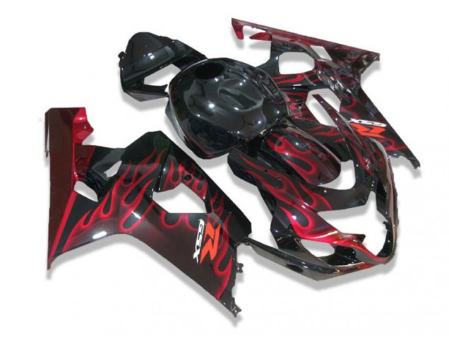 Buy 2004-2005 Black Red Flames Suzuki GSXR 600/750 Motorcycle Fairing