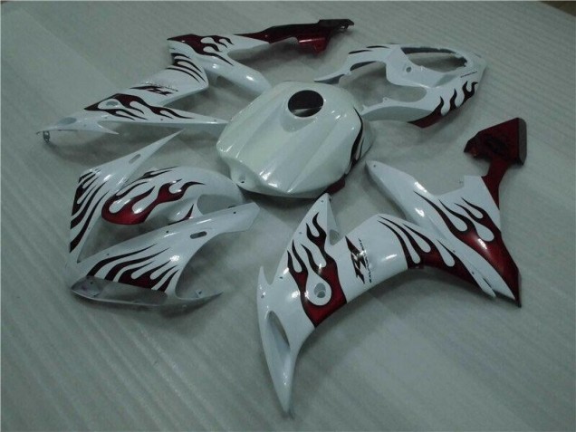 Buy 2004-2006 White Red Flame Yamaha YZF R1 Motorcyle Fairings