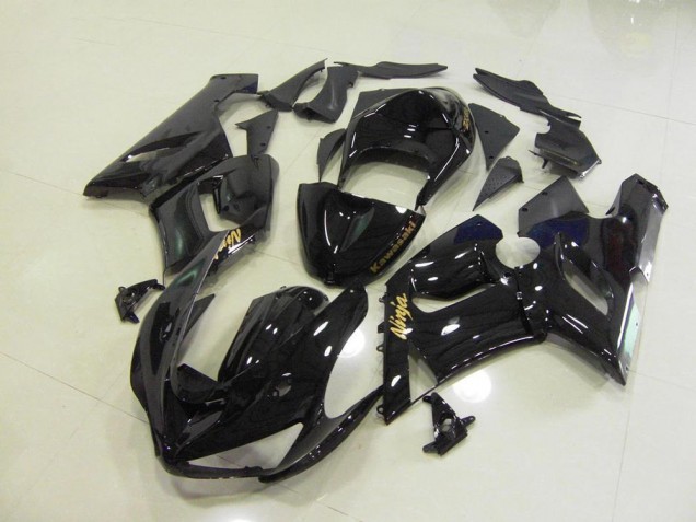 Buy 2005-2006 Glossy Black Gold Decals Kawasaki ZX6R Motorcycle Fairings Kits Buy 2005-2006 Glossy Black Gold Decals Kawasaki ZX6R Motorcycle Fairings Kits
