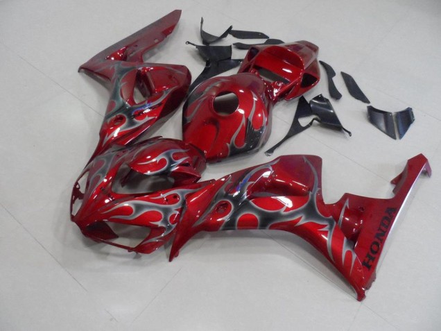 Buy 2006-2007 Red Silver Flame Honda CBR1000RR Motorcycle Fairings Kits Buy 2006-2007 Red Silver Flame Honda CBR1000RR Motorcycle Fairings Kits