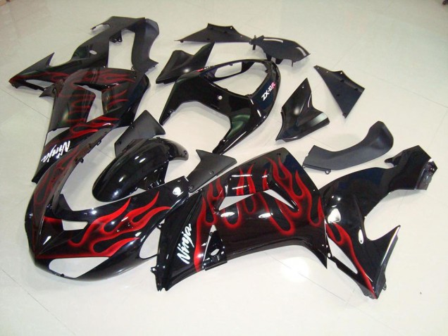 Buy 2006-2007 Black Red Flame Kawasaki ZX10R Moto Fairings Buy 2006-2007 Black Red Flame Kawasaki ZX10R Moto Fairings