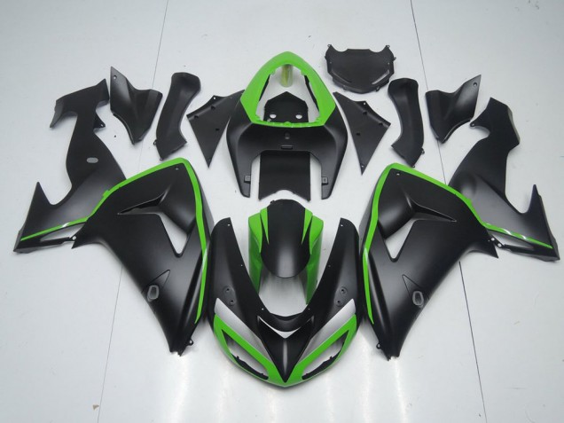 Buy 2006-2007 Matte Black with Green Line Kawasaki ZX10R Motorcycle Fairing Kits Buy 2006-2007 Matte Black with Green Line Kawasaki ZX10R Motorcycle Fairing Kits