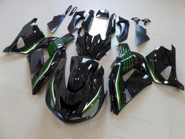 Buy 2006-2011 Glossy Black with Green Line Kawasaki ZX14R ZZR1400 Motor Bike Fairings