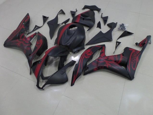 Buy 2007-2008 Matte Black Red Skull with Stripe Honda CBR600RR Motorcycle Fairing Buy 2007-2008 Matte Black Red Skull with Stripe Honda CBR600RR Motorcycle Fairing