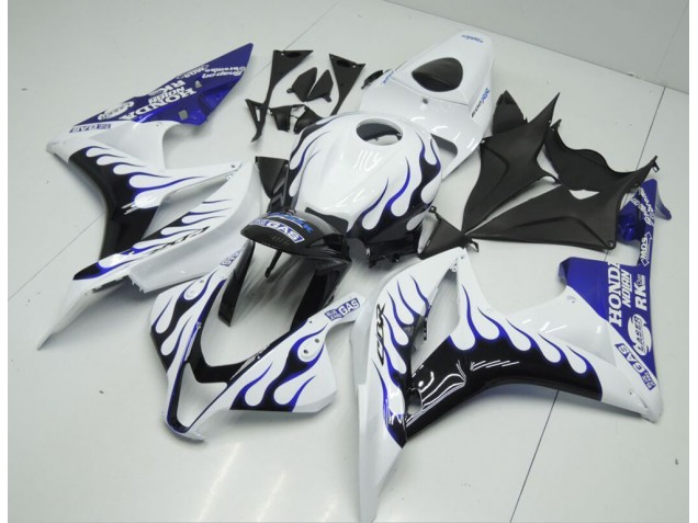 Buy 2007-2008 White Blue Flame Honda CBR600RR Bike Fairings