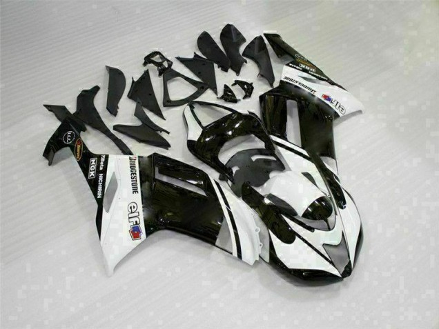 Buy 2007-2008 Black White Kawasaki ZX6R Bike Fairings