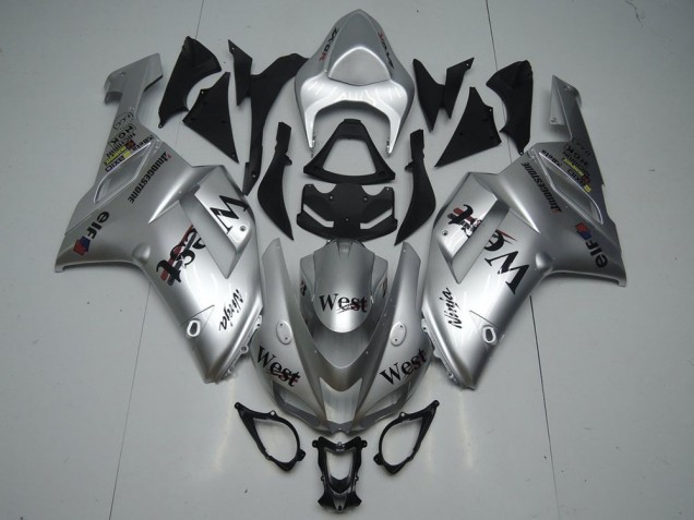 Buy 2007-2008 Silver West Kawasaki ZX6R Replacement Fairings