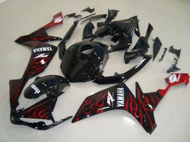 Buy 2007-2008 Glossy Black Flame Yamaha YZF R1 Motorcycle Fairings Kits
