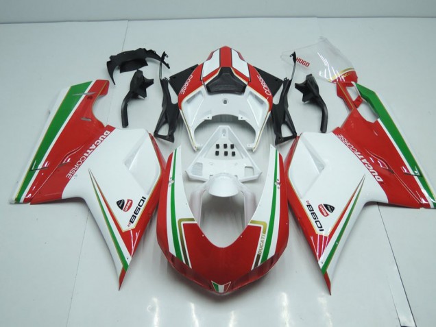 Buy 2007-2014 White and Red with Green Stripe Ducati 848 1098 1198 Motorcylce Fairings Buy 2007-2014 White and Red with Green Stripe Ducati 848 1098 1198 Motorcylce Fairings