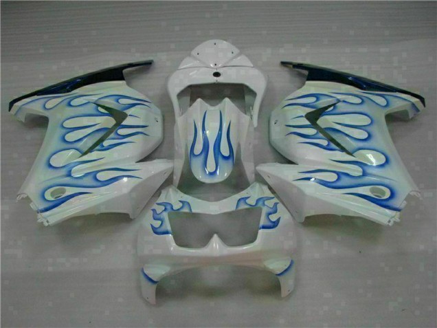 Buy 2008-2012 White Blue Flame Kawasaki EX250 Motorcycle Bodywork Buy 2008-2012 White Blue Flame Kawasaki EX250 Motorcycle Bodywork
