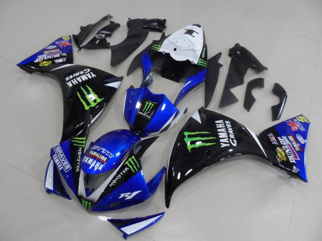 Buy 2009-2011 Blue Black Monster Yamaha YZF R1 Bike Fairings