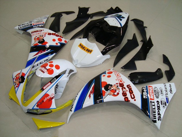 Buy 2009-2011 White Black Pepe Phone Yamaha YZF R1 Motorcycle Fairing Kits