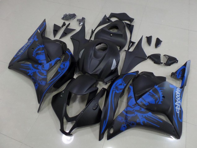Buy 2009-2012 Matte Black Blue Skull Honda CBR600RR Motorcycle Fairings Kit