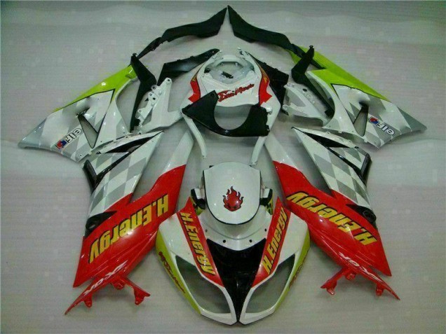 Buy 2009-2012 White Red H. Energy Kawasaki ZX6R Motorcycle Fairings Kit