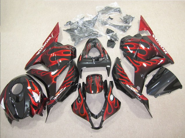 Buy 2009-2012 Black Red Flame Honda CBR600RR Bike Fairings