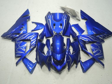 Buy 2003-2005 Blue White Flame Kawasaki ZX10R Motorcycle Replacement Fairings