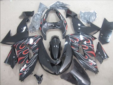 Buy 2006-2007 Black Red White Flame Ninja Kawasaki ZX10R Bike Fairings