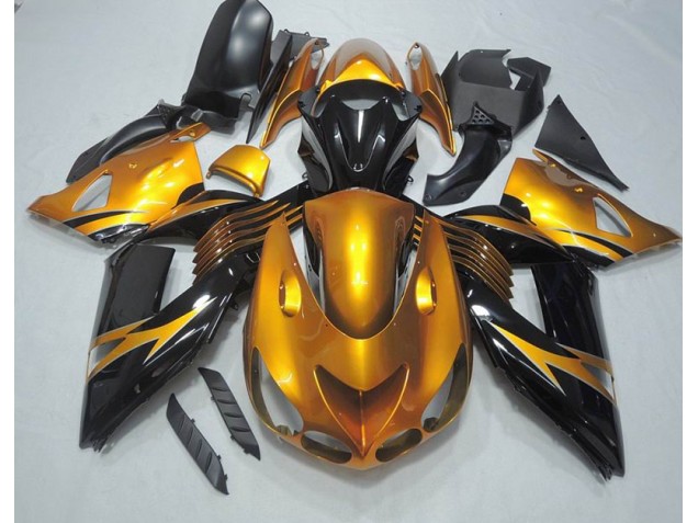 Buy 2006-2011 Black Gold Kawasaki ZX14R ZZR1400 Motorcycle Bodywork