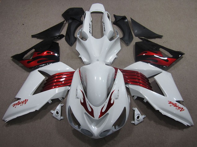 Buy 2006-2011 White Red Ninja Kawasaki ZX14R ZZR1400 Motorcycle Fairings Kits Buy 2006-2011 White Red Ninja Kawasaki ZX14R ZZR1400 Motorcycle Fairings Kits