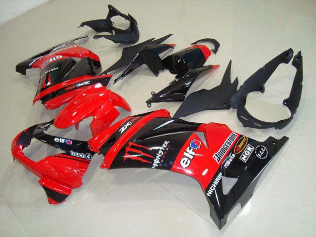 Buy 2008-2012 Black Red Monster Kawasaki ZX250R Bike Fairings