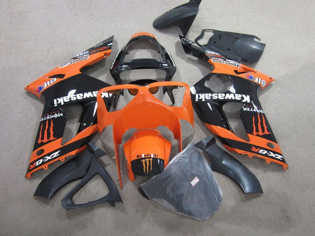 Buy 2003-2004 Black Orange Monster Kawasaki ZX6R Motorbike Fairings Buy 2003-2004 Black Orange Monster Kawasaki ZX6R Motorbike Fairings