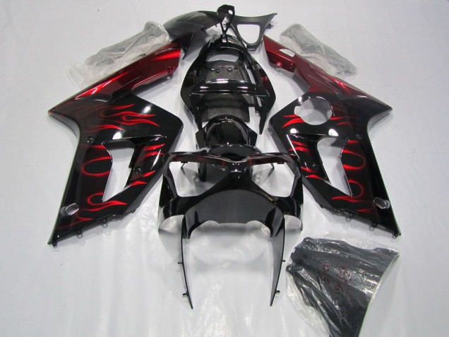 Buy 2003-2004 Black Red Flame Kawasaki ZX6R Motorcycle Fairing Buy 2003-2004 Black Red Flame Kawasaki ZX6R Motorcycle Fairing