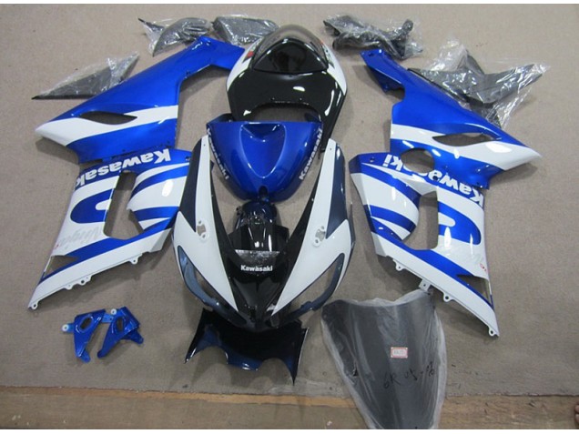 Buy 2005-2006 Blue White Kawasaki ZX6R Motorcycle Replacement Fairings