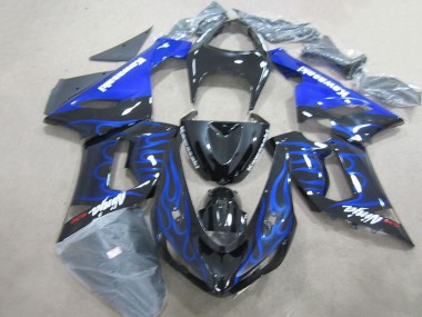 Buy 2005-2006 Black Blue Flame Ninja 636 Kawasaki ZX6R Motorcycle Fairings Kits