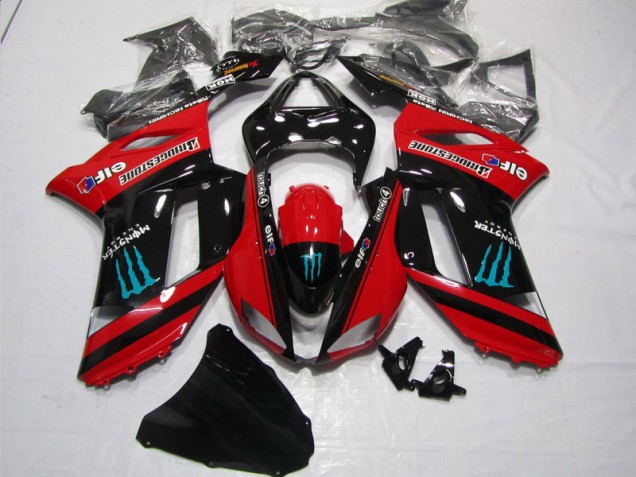 Buy 2007-2008 Red Black Monster Kawasaki ZX6R Motorbike Fairing Kits Buy 2007-2008 Red Black Monster Kawasaki ZX6R Motorbike Fairing Kits