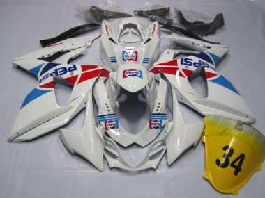 Buy 2009-2016 White Pepsi 34 Suzuki GSXR1000 Motorcycle Fairings Kit