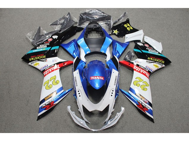 Buy 2011-2021 Blue White Red Rockstar 22 Suzuki GSXR600 Bike Fairing Kit Buy 2011-2021 Blue White Red Rockstar 22 Suzuki GSXR600 Bike Fairing Kit