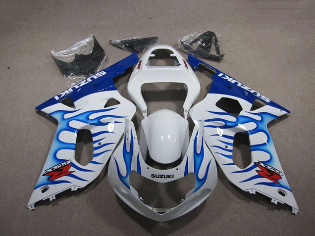 Buy 2001-2003 White Blue Flame Suzuki GSXR750 Motorbike Fairings