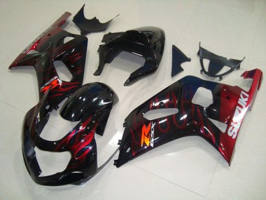 Buy 2001-2003 Black Red Flame Suzuki GSXR750 Bike Fairing Kit