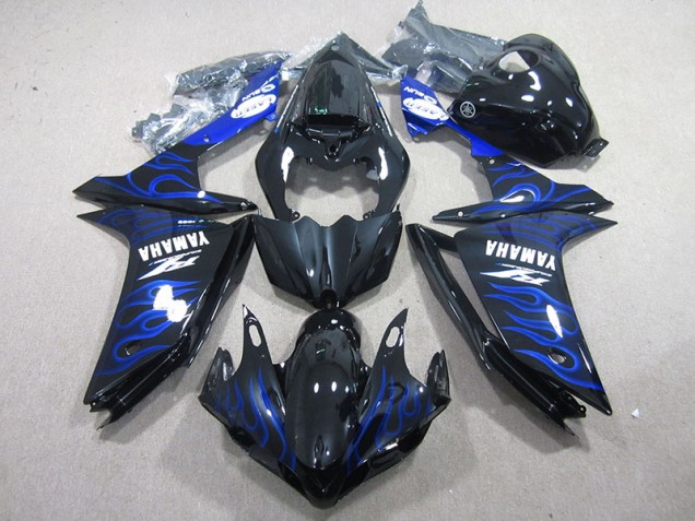 Buy 2007-2008 Black with Blue Flame Yamaha YZF R1 Motorcycle Fairing Kit