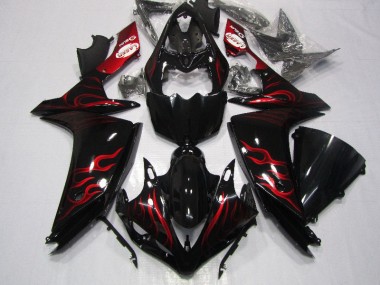 Buy 2007-2008 Black Red Flame Yamaha YZF R1 Motorcycle Fairings