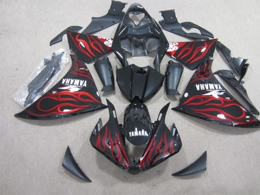 Buy 2009-2011 Black Red Flame White Decal Yamaha YZF R1 Motorbike Fairings