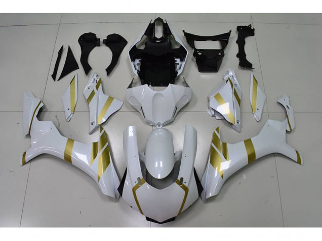 Buy 2015-2019 White with Gold Decal Yamaha YZF R1 Motor Fairings Buy 2015-2019 White with Gold Decal Yamaha YZF R1 Motor Fairings
