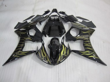 Buy 2003-2005 Black with Yellow Flame Yamaha YZF R6 Motorcycle Bodywork